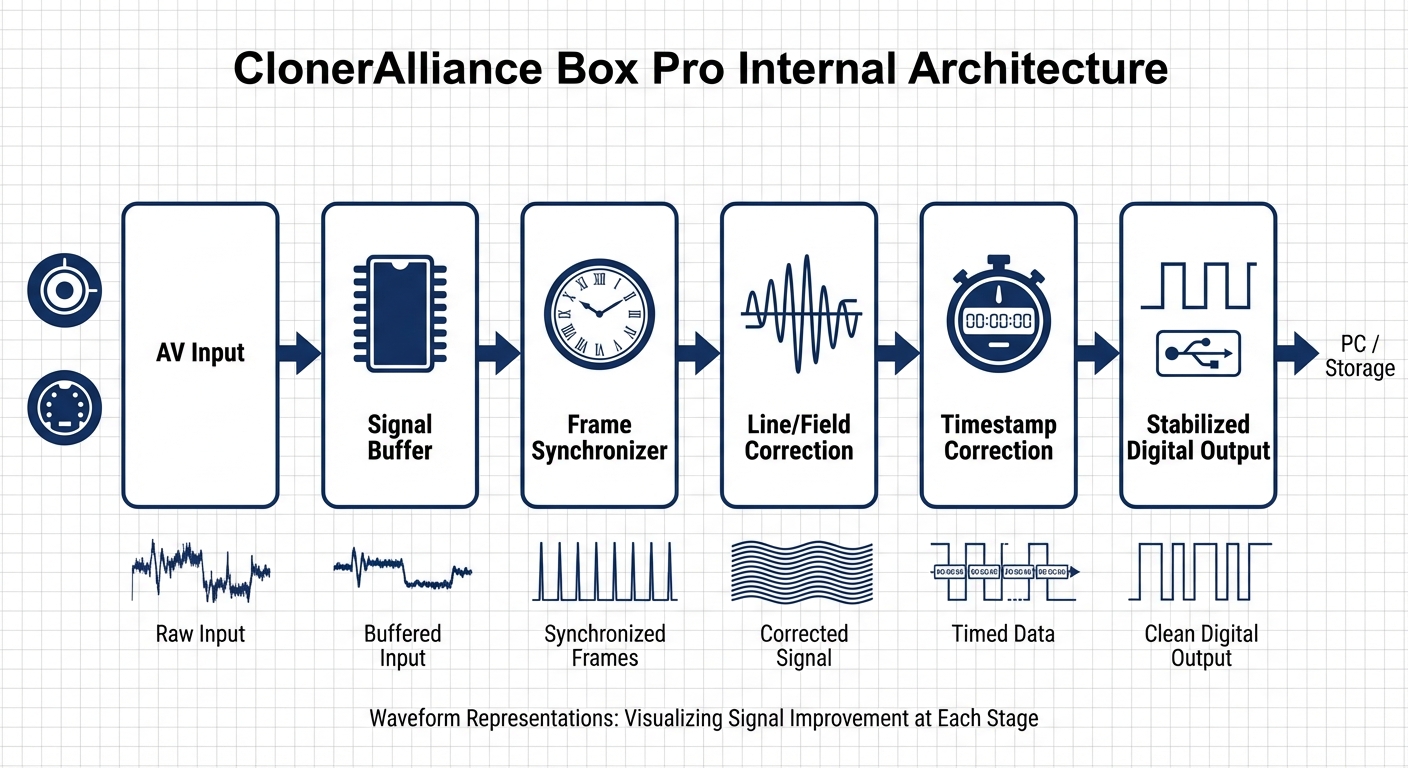 ClonerAlliance Box Pro signal processing flow diagram