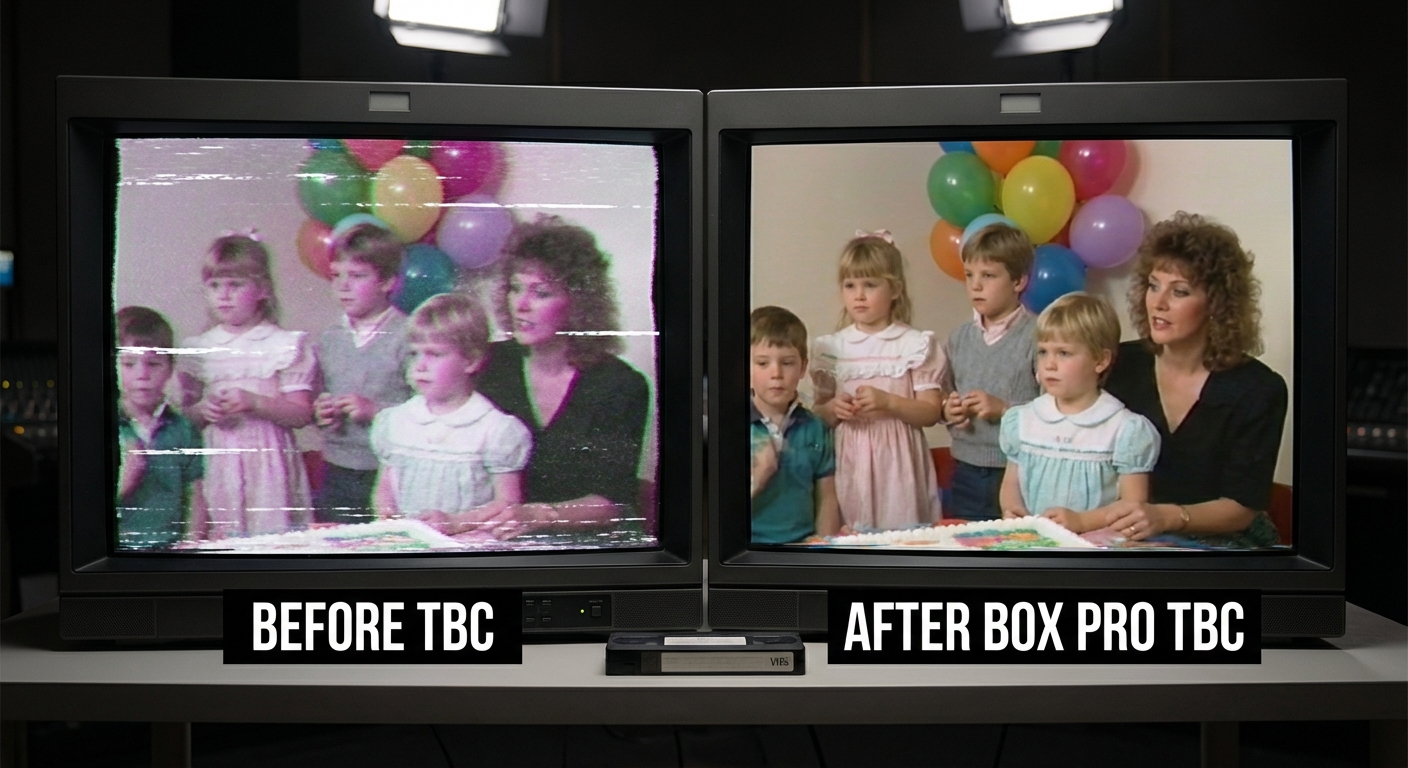 Before and after TBC correction comparison with Box Pro