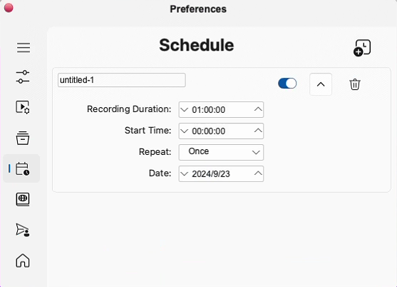 Schedule recording task setup in Mac