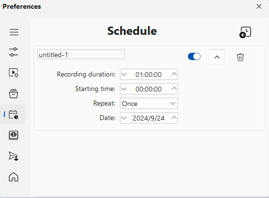 Schedule recording task setup in Windows