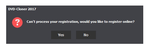 DVD-Cloner registration unsuccessful